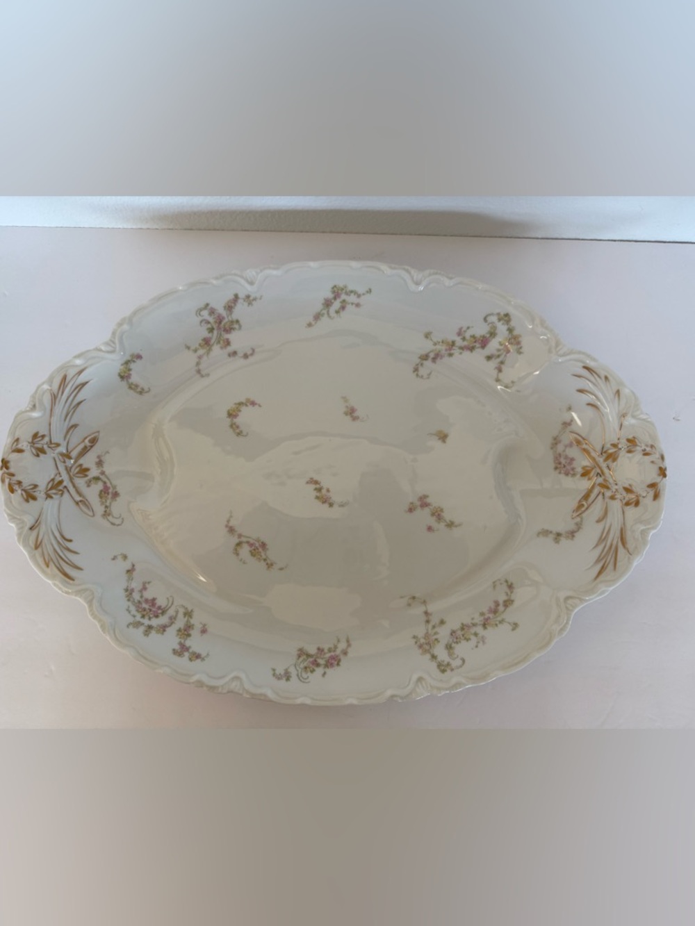 Haviland Limoges Schleiger 87D Large Oval Platter 17.5” Pink Floral Gold